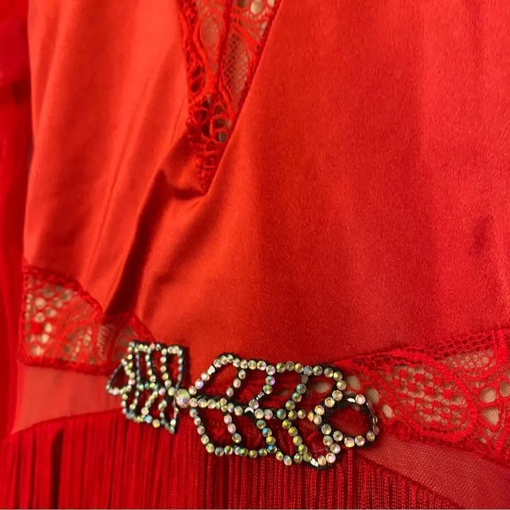 Weissman dance costume red fringe flapper dress AIN'T YOUR MAMA 11701 -Child LC